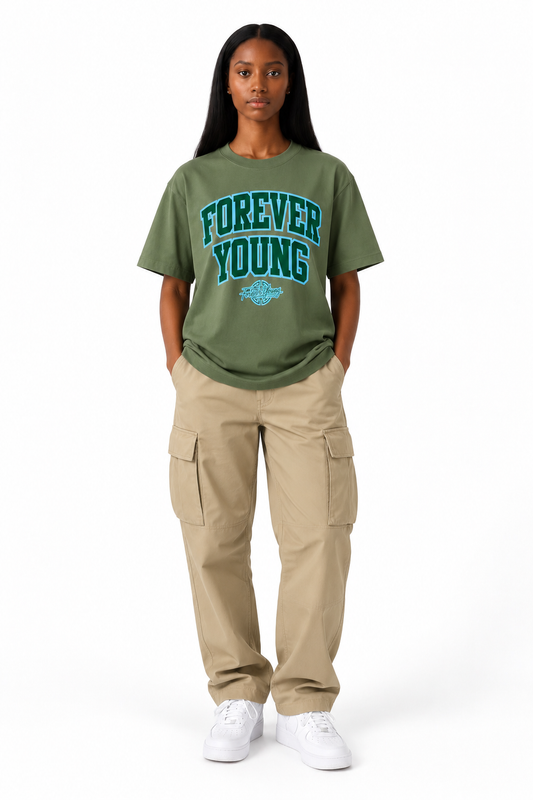 VARSITY TEE- GREEN/DARK GREEN/SKY BLUE