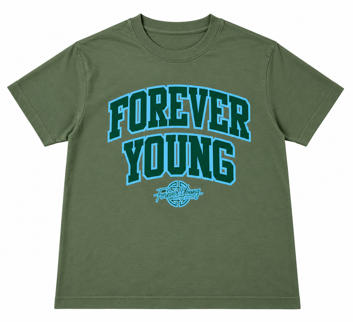 VARSITY TEE- GREEN/DARK GREEN/SKY BLUE
