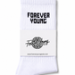 FOREVER YOUNG LOGO CREW SOCKS- BLACK