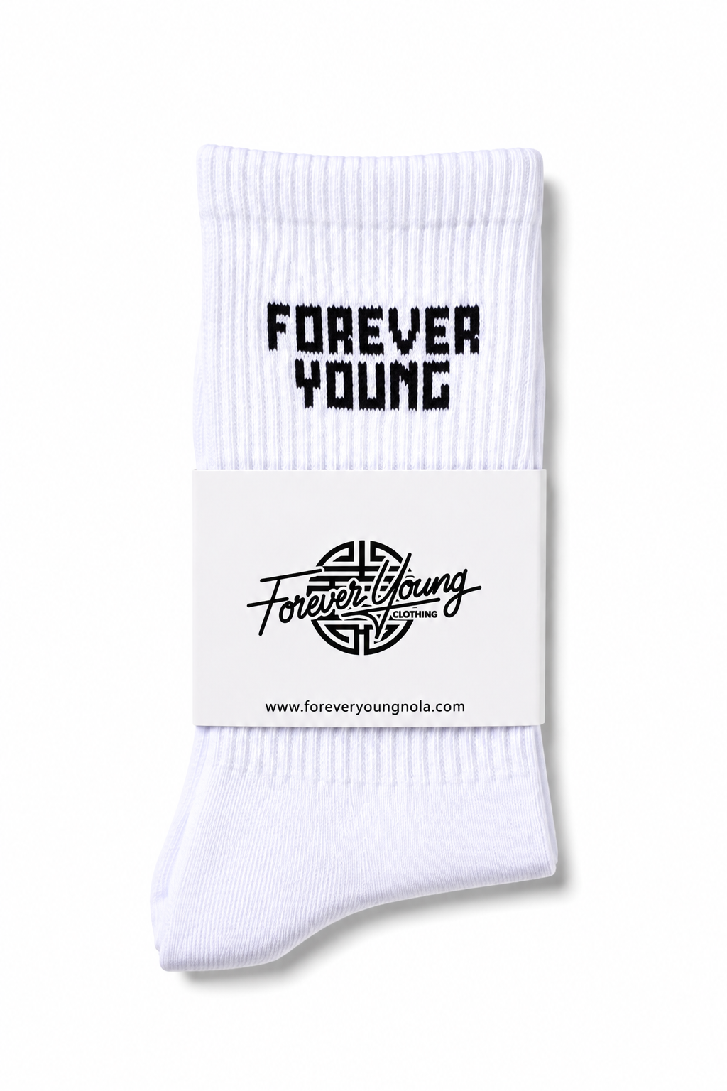 FOREVER YOUNG LOGO CREW SOCKS- BLACK