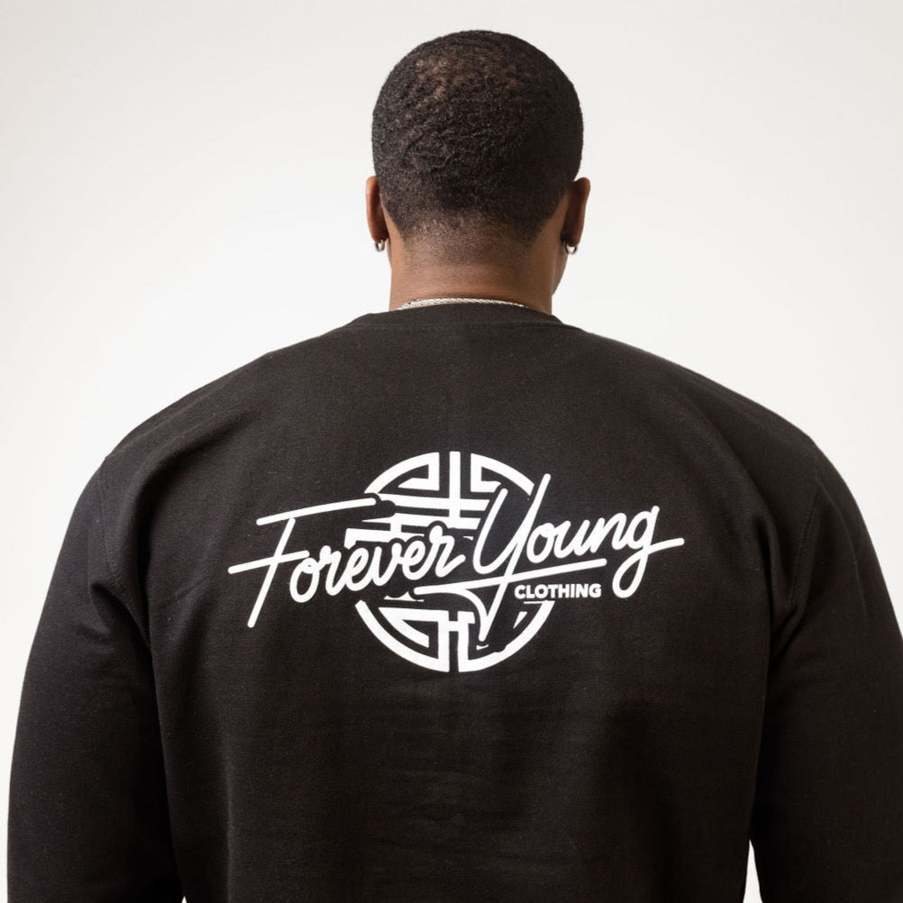 Black Logo Lightweight Crewneck