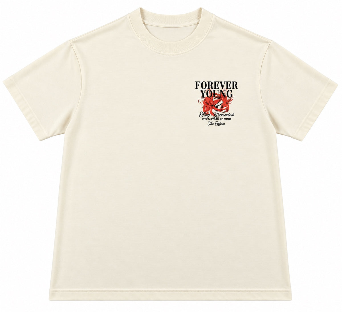 STAY GROUNDED HEAVYWEIGHT TEE- CREAM/RED