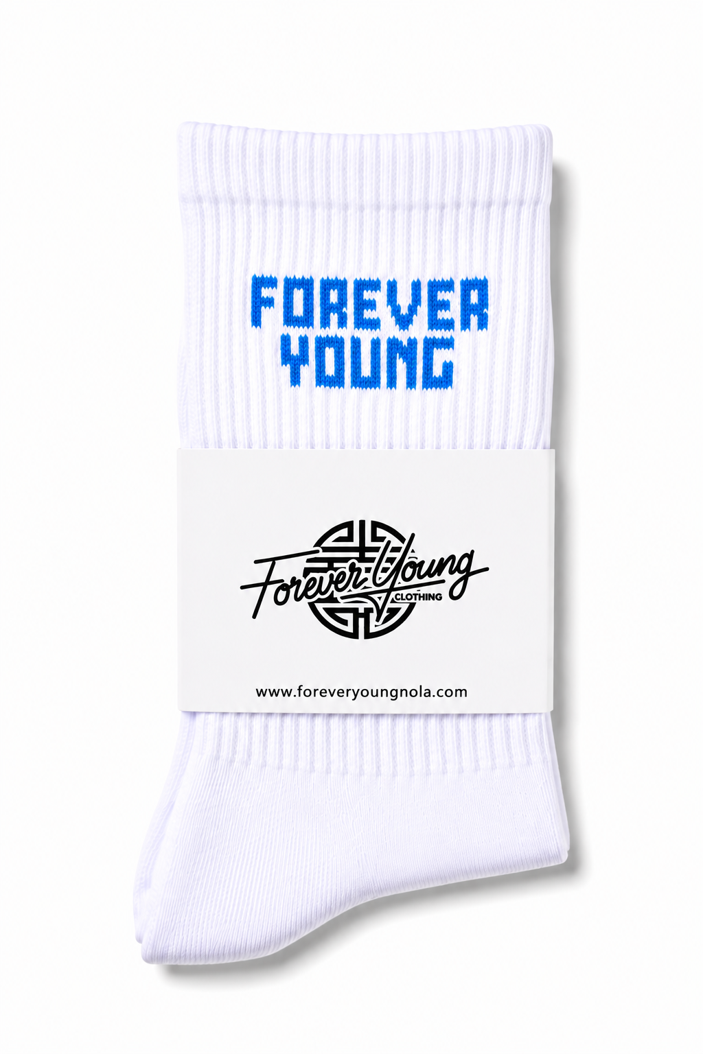 FOREVER YOUNG LOGO CREW SOCKS- ROYAL BLUE