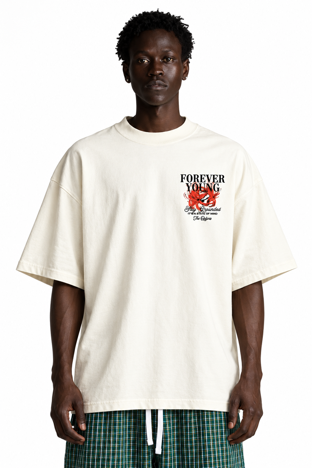 STAY GROUNDED HEAVYWEIGHT TEE- CREAM/RED