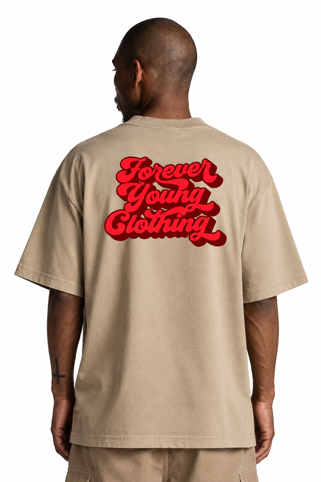 STACKED LOGO HEAVYWEIGHT TEE- SAND