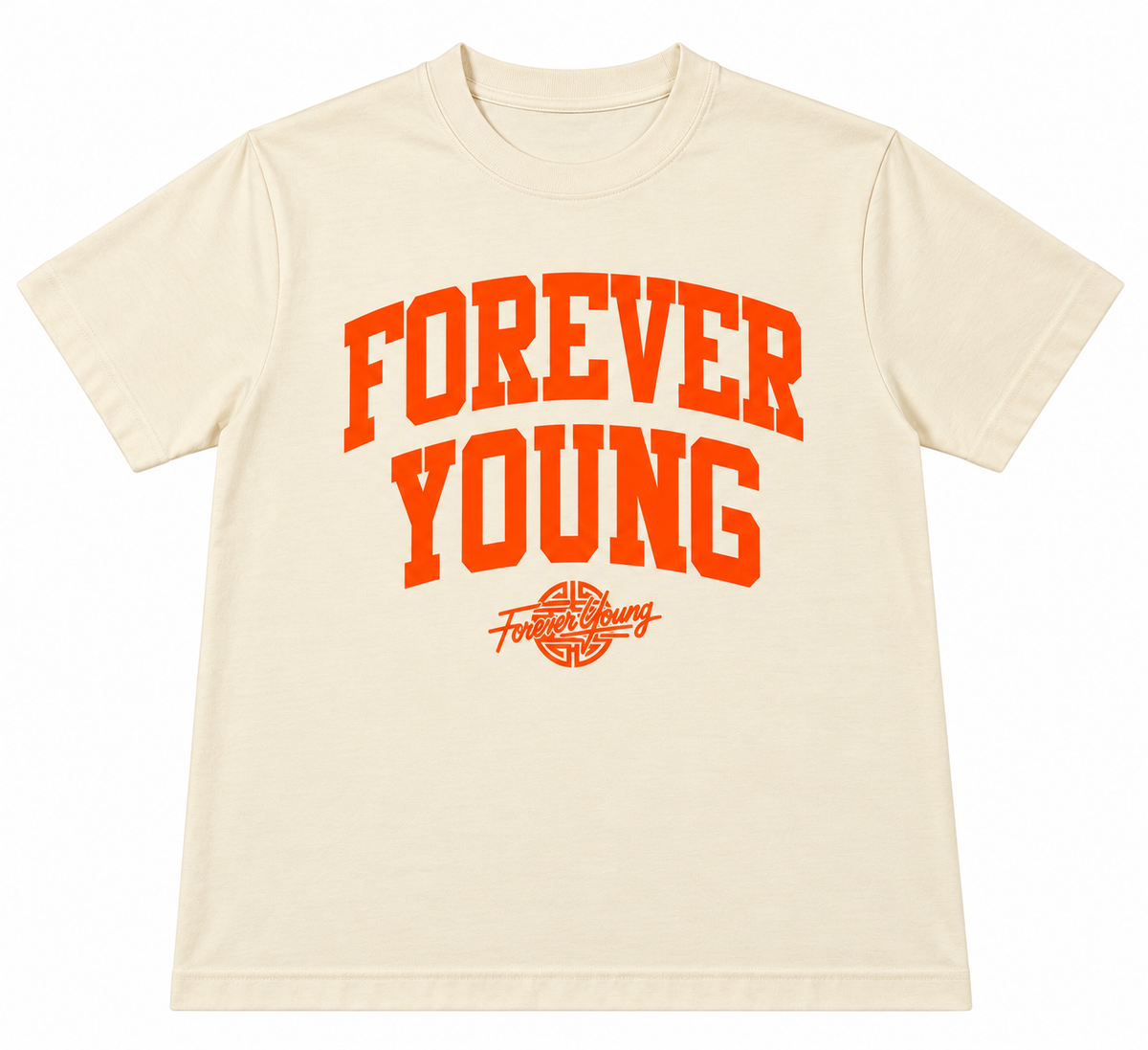 VARSITY TEE- CREAM/ORANGE