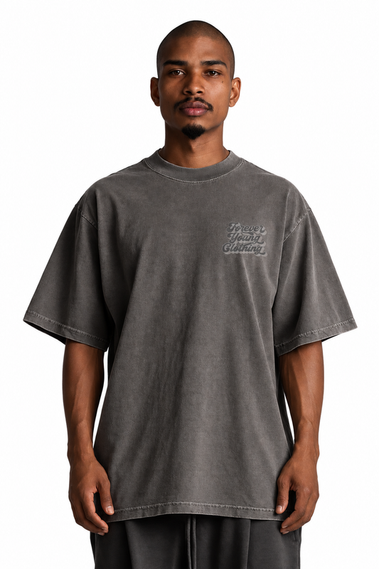 STACKED LOGO HEAVYWEIGHT TEE- CEMENT