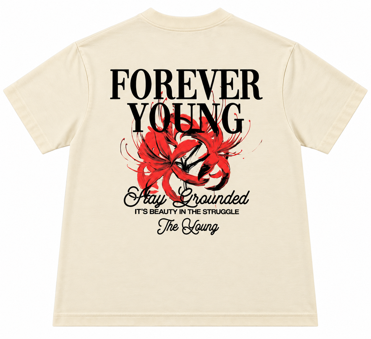 STAY GROUNDED HEAVYWEIGHT TEE- CREAM/RED
