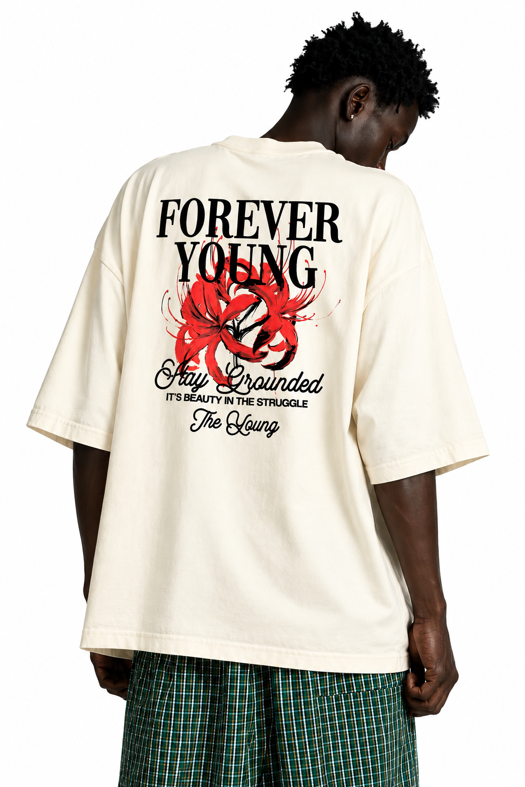 STAY GROUNDED HEAVYWEIGHT TEE- CREAM/RED