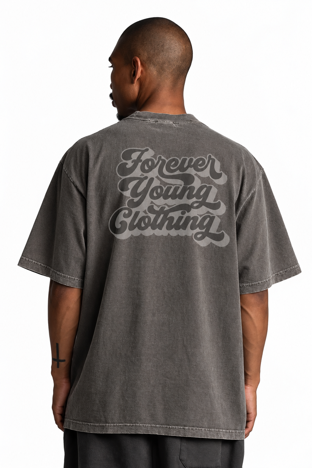 STACKED LOGO HEAVYWEIGHT TEE- CEMENT
